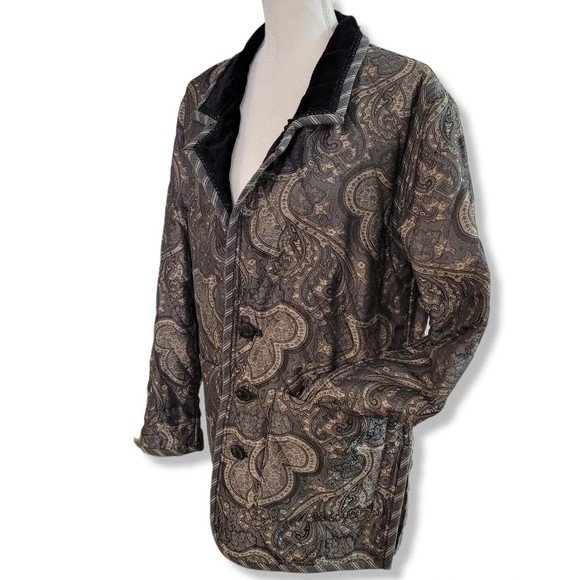 Koos of Course! Patterned Jacquard Quilted Reversible Jacket Womens Sz Small - Picture 4 of 16